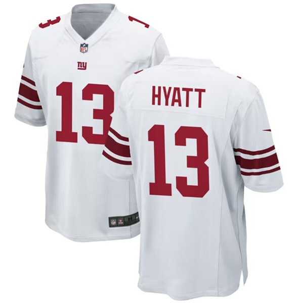 Men's New York Giants #13 Jalin Hyatt White Stitched Game Jersey